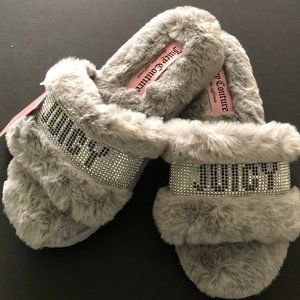 JUICY COUTURE Halo Slippers Grey Size 10 Medium